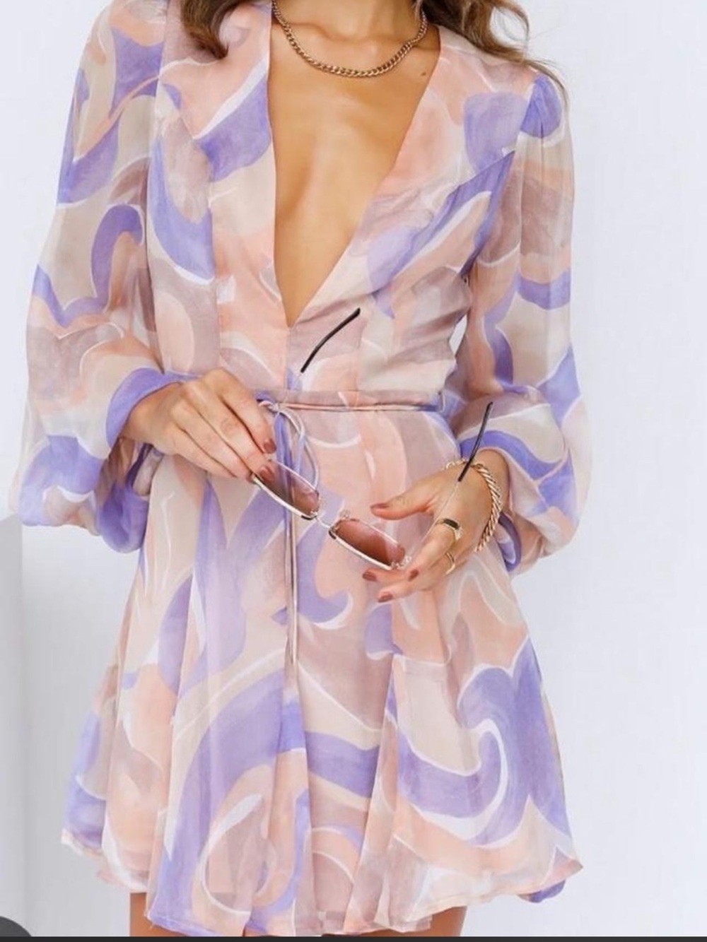 Hello Molly Purple and Tan Star Player Mini Dress